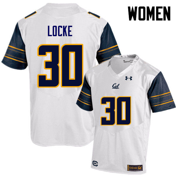 Women #30 Auston Locke Cal Bears (California Golden Bears College) Football Jerseys Sale-White - Click Image to Close